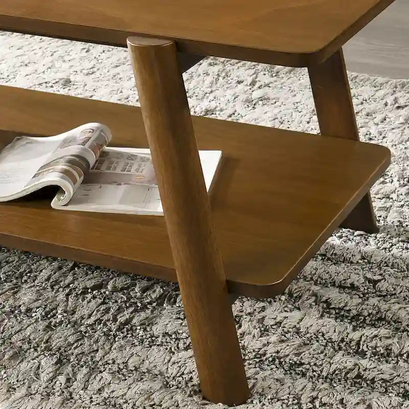 Tavolino con ripiano in legno Mid-Century Modern, finitura noce