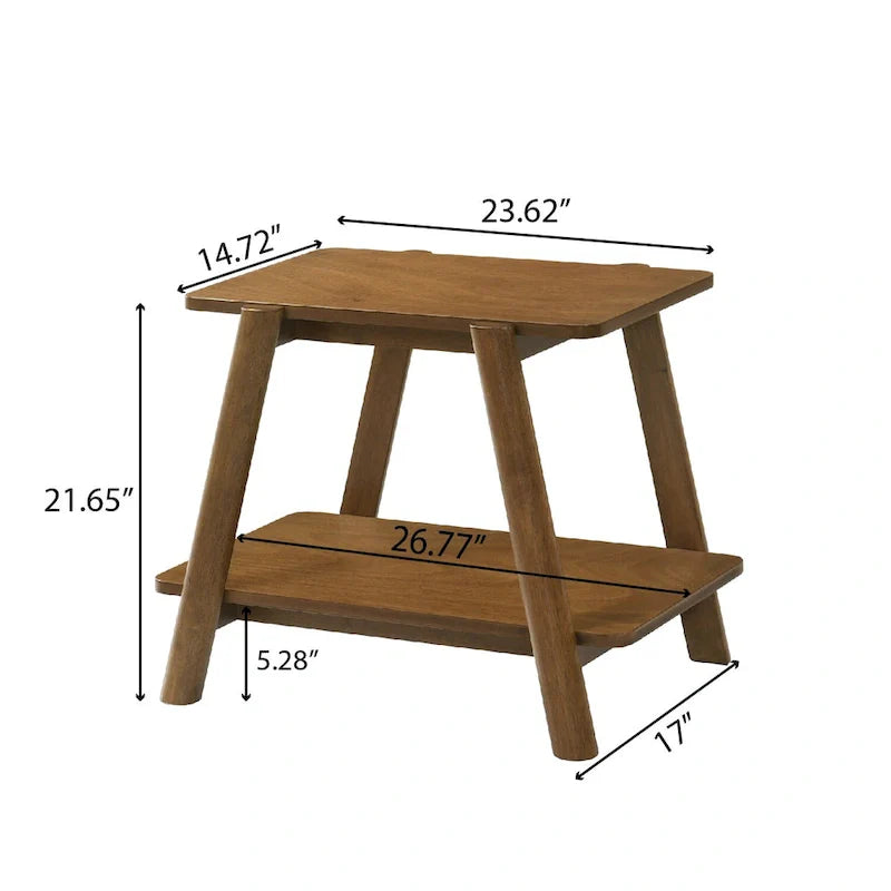 Tavolino con ripiano in legno Mid-Century Modern, finitura noce