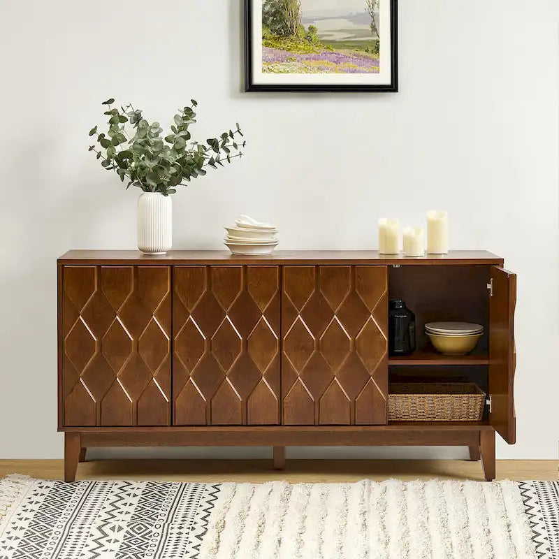 60 Credenza Mid-Century Modern con ripiani regolabili