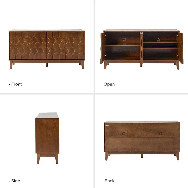 60 Credenza Mid-Century Modern con ripiani regolabili